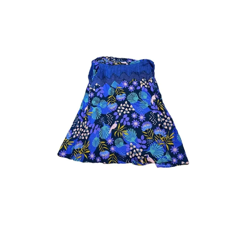 Beautiful Gudrun Sjoden PURPLE Midi Skirt Size XL Floral PRINT Cotton GREAT COND